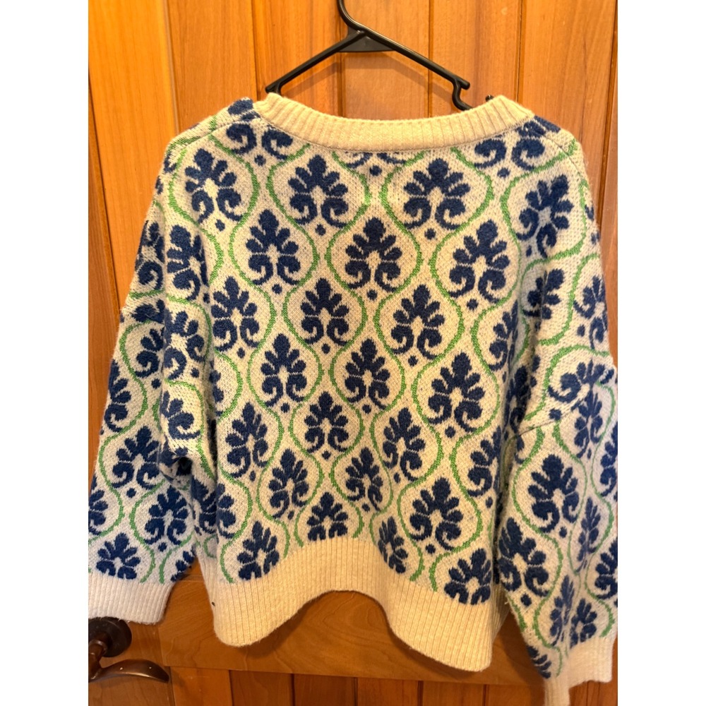 Anthropologie Maeve pop floral cardigan Chunky Knit Sweater Size Large Petite - Picture 4 of 5